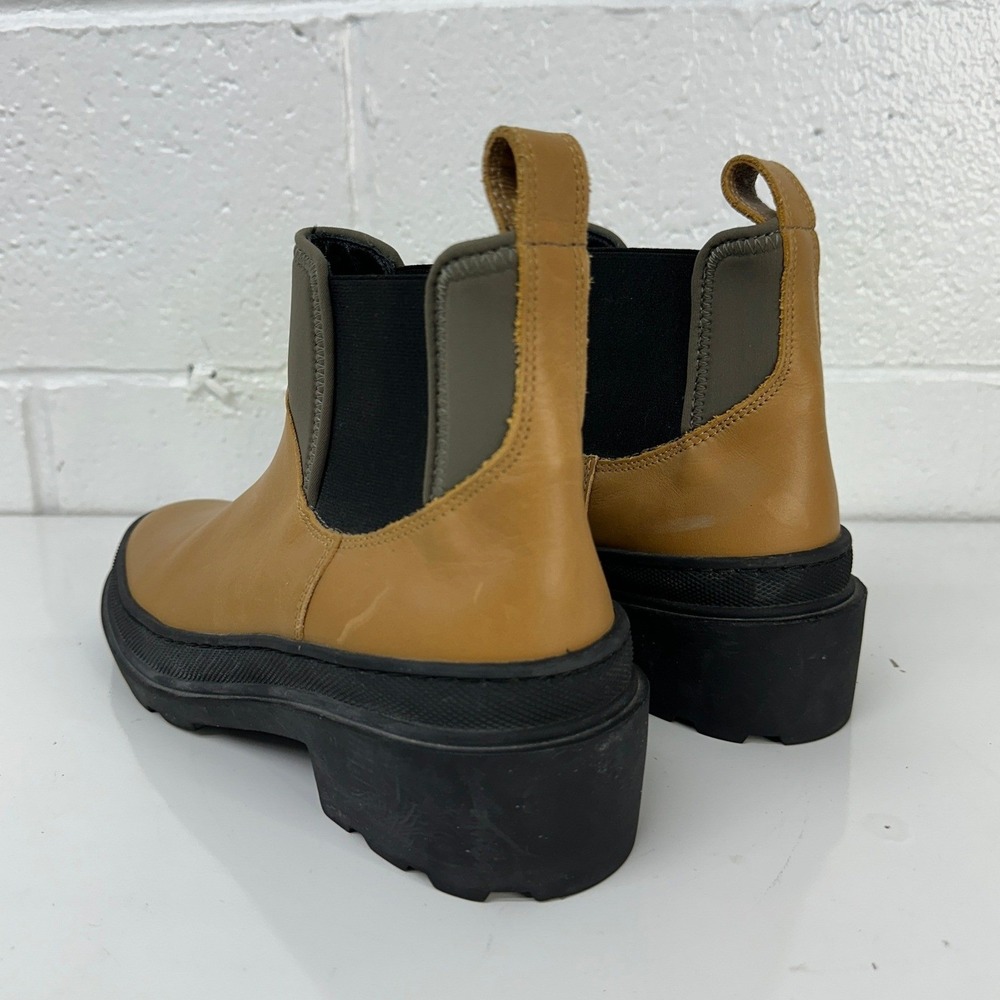 Cos Chelsea Boots Tan Leather Lug Sole Block Heel / Womens 8.5 View 4